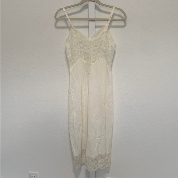Vintage Rogers White Lace Trim Slip Dress - Picture 4 of 12